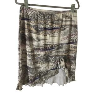 Y2K Boho Print Mini Skirt Lace Trim Womens Size Large